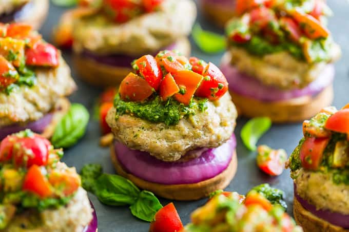 Summer Grilling: Pesto Turkey Burgers with Sweet Potato Buns